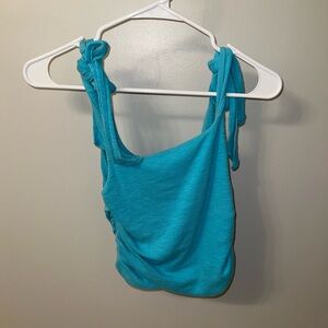 Teal Free People Shoulder Tie Tank Top